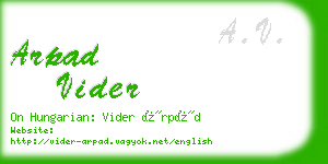 arpad vider business card